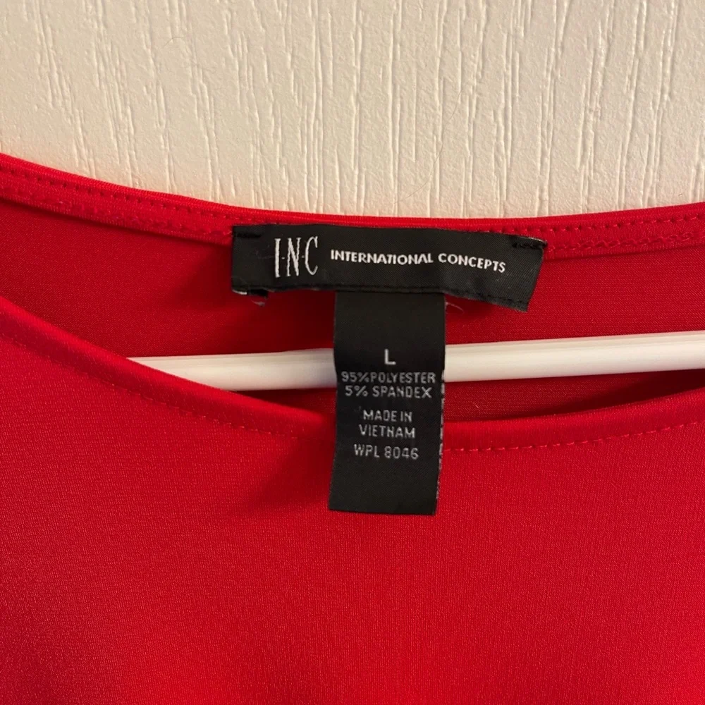 INC International Concepts Vibrant Red Short Sleeve Top - Picture 2 of 4